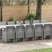   vidaXL Kert étkező szett 17 pcs Világosszürke Polt rattan