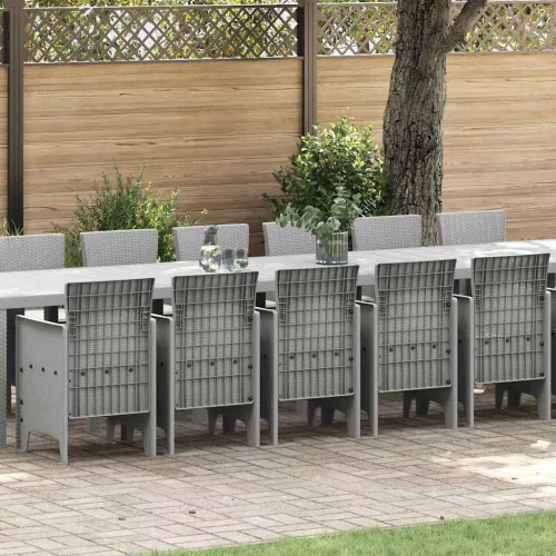 vidaXL Kert étkező szett 17 pcs Világosszürke Polt rattan