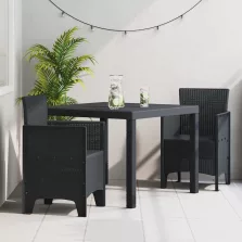 vidaXL Kert étkező szett 3 pcs Antracit Polt rattan