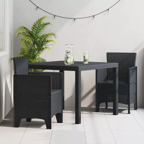 vidaXL Kert étkező szett 3 pcs Antracit Polt rattan
