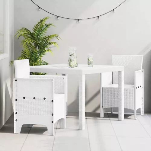 vidaXL Kert étkező szett 3 pcs Fehér Polt rattan