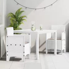 vidaXL Kert étkező szett 3 pcs Fehér Polt rattan