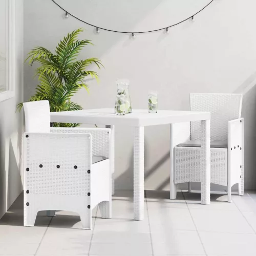 vidaXL Kert étkező szett 3 pcs Fehér Polt rattan