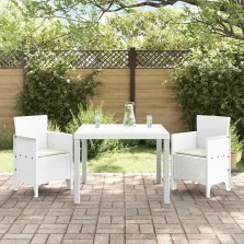 vidaXL Kert étkező szett 3 pcs Fehér Polt rattan