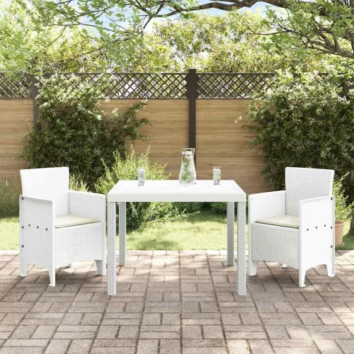 vidaXL Kert étkező szett 3 pcs Fehér Polt rattan