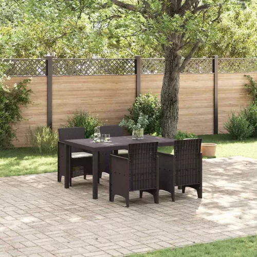 vidaXL Kert étkező szett 5 pcs Barna Polt rattan