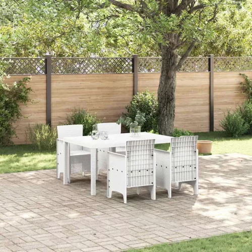 vidaXL Kert étkező szett 5 pcs Fehér Polt rattan