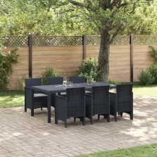 vidaXL Kert étkező szett 7 pcs Antracit Polt rattan