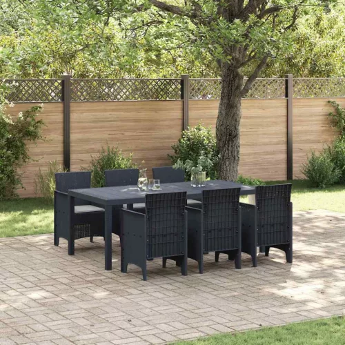 vidaXL Kert étkező szett 7 pcs Antracit Polt rattan