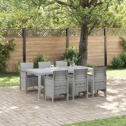 vidaXL Kert étkező szett 7 pcs Világosszürke Polt rattan