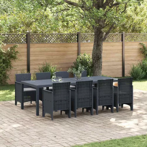 vidaXL Kert étkező szett 9 pcs Antracit Polt rattan