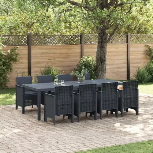 vidaXL Kert étkező szett 9 pcs Antracit Polt rattan