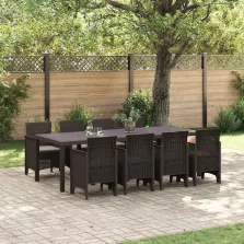 vidaXL Kert étkező szett 9 pcs Barna Polt rattan