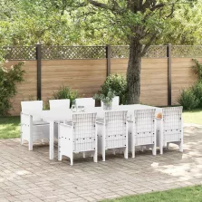 vidaXL Kert étkező szett 9 pcs Világosszürke Polt rattan
