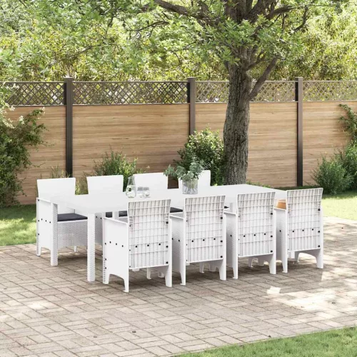 vidaXL Kert étkező szett 9 pcs Világosszürke Polt rattan