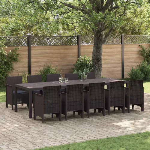 vidaXL Kert étkező szett párnával 11 pcs Barna és antracit Rattan