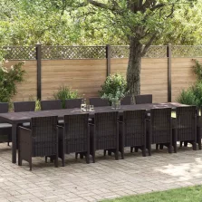 vidaXL Kert étkező szett 15 pcs Barna Polt rattan