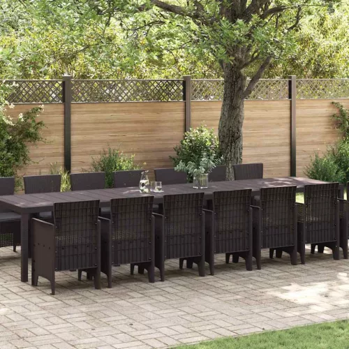 vidaXL Kert étkező szett 15 pcs Barna Polt rattan