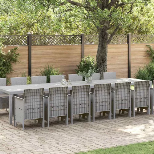vidaXL Kert étkező szett 15 pcs Világosszürke Polt rattan