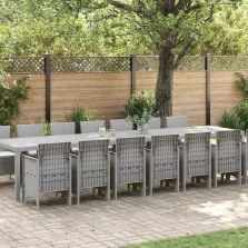   vidaXL Kert étkező szett 15 pcs Világosszürke Polt rattan