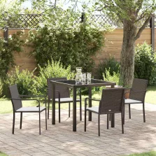 vidaXL Kert étkező szett 5 pcs Barna Poli rattan