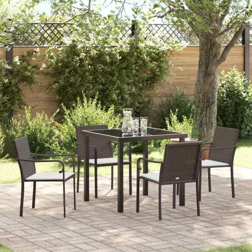 vidaXL Kert étkező szett 5 pcs Barna Poli rattan