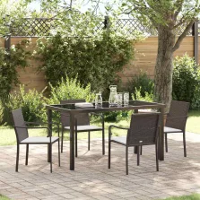 vidaXL Kert étkező szett 5 pcs Barna Poli rattan