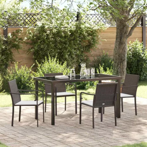vidaXL Kert étkező szett 5 pcs Barna Poli rattan