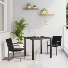 vidaXL Kert étkező szett 3 pcs Fekete Poli rattan