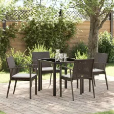 vidaXL Kert étkező szett 5 pcs Barna Poli rattan