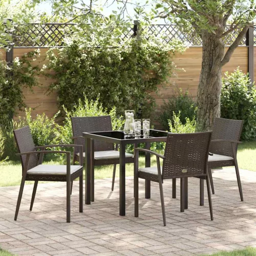 vidaXL Kert étkező szett 5 pcs Barna Poli rattan