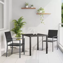 vidaXL Kert étkező szett 3 pcs Fekete Poli rattan