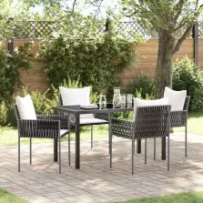 vidaXL Kert étkező szett 5 pcs Barna Poli rattan