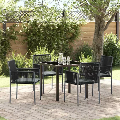 vidaXL Kert étkező szett 5 pcs Fekete Poli rattan
