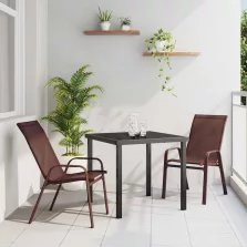 vidaXL Kert étkező szett 3 pcs Barna Textilén és acél