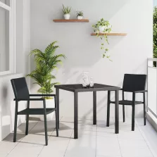 vidaXL Kert étkező szett 3 pcs Fekete Poli rattan