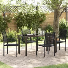 vidaXL Kert étkező szett 5 pcs Fekete PVC rattán