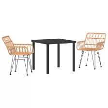 vidaXL 3 részes kerti étkezőgarnitúra barna poli rattan
