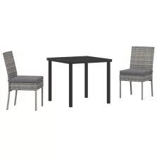 vidaXL 3 Darabos Kerti Étkező Készlet Szürke Poli Rattan