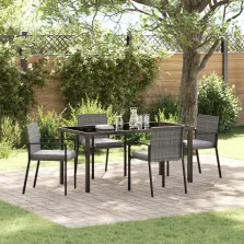 vidaXL 5 Részes Kerti Étkező Készlet Szürke Poly Rattan