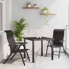 vidaXL Kert étkező szett 3 pcs Fekete kávé Poli rattan