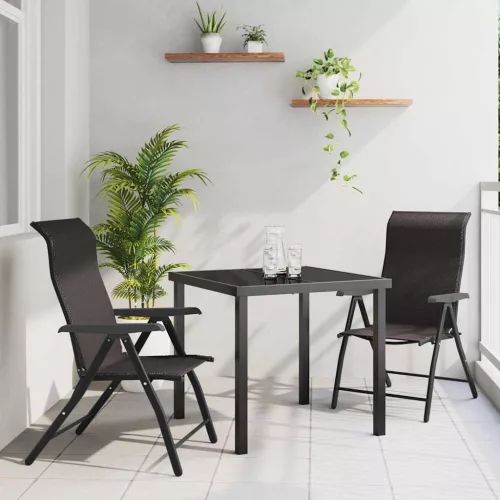 vidaXL Kert étkező szett 3 pcs Fekete kávé Poli rattan