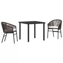 vidaXL 3 részes kertészeti étkezőszett barna polirattan