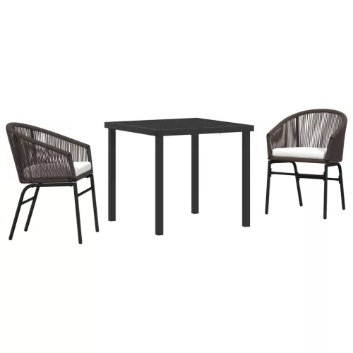 vidaXL 3 részes kertészeti étkezőszett barna polirattan