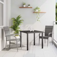vidaXL Kert étkező szett 3 pcs Szürke Poli rattan