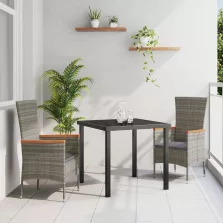   vidaXL Kert étkező szett párnával 3 pcs Szürke Poli rattan