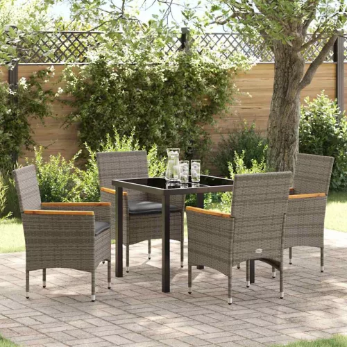 vidaXL Kert étkező szett párnával 5 pcs Szürke Poli rattan