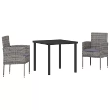   vidaXL 3 részes kertibútor szett párnákkal, szürke, polirattan