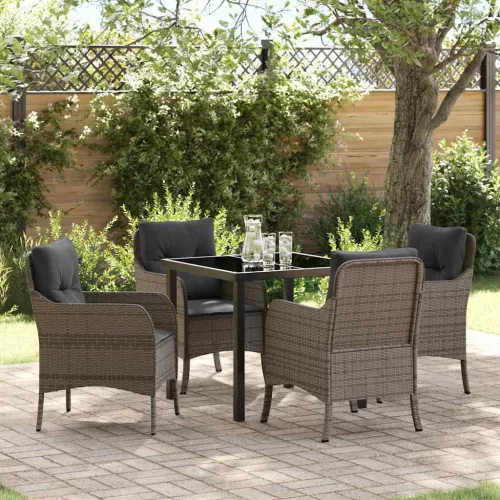 vidaXL Kert étkező szett párnával 5 pcs Szürke Poli rattan