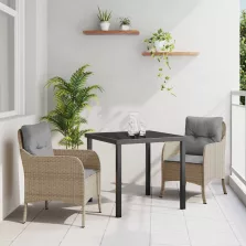   vidaXL Kert étkező szett párnával 3 pcs Bézs Poli rattan